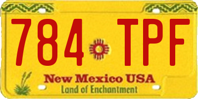 NM license plate 784TPF