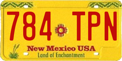 NM license plate 784TPN
