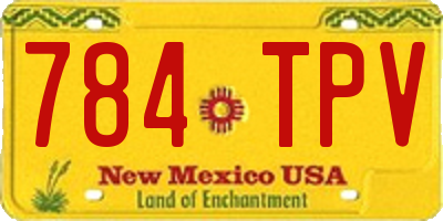 NM license plate 784TPV