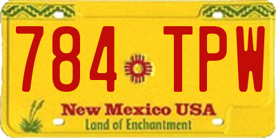 NM license plate 784TPW