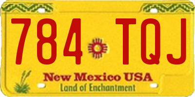 NM license plate 784TQJ