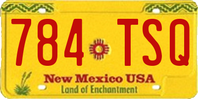 NM license plate 784TSQ