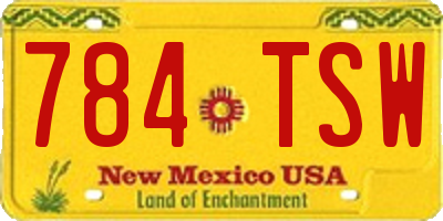 NM license plate 784TSW