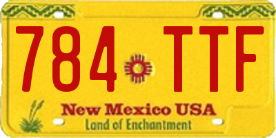 NM license plate 784TTF