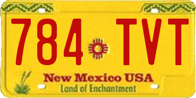 NM license plate 784TVT