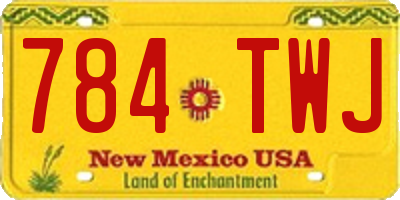 NM license plate 784TWJ
