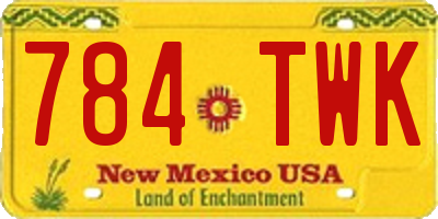 NM license plate 784TWK