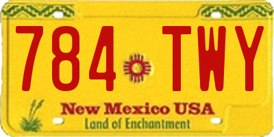 NM license plate 784TWY