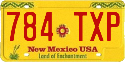 NM license plate 784TXP