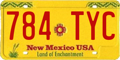 NM license plate 784TYC