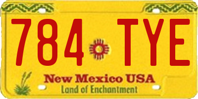 NM license plate 784TYE
