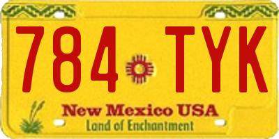 NM license plate 784TYK
