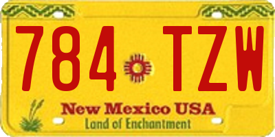 NM license plate 784TZW