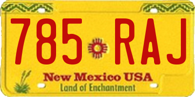 NM license plate 785RAJ