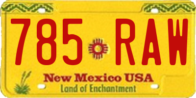 NM license plate 785RAW