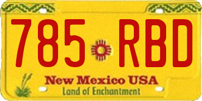 NM license plate 785RBD