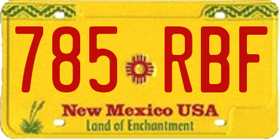 NM license plate 785RBF