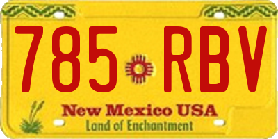 NM license plate 785RBV
