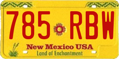 NM license plate 785RBW