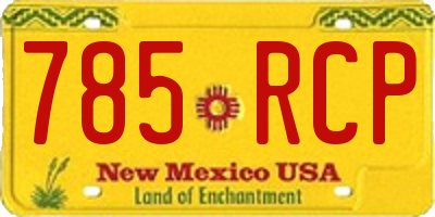 NM license plate 785RCP