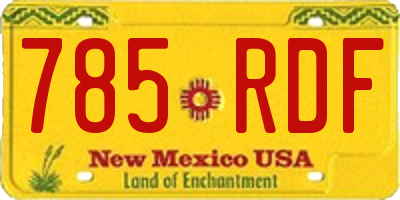 NM license plate 785RDF