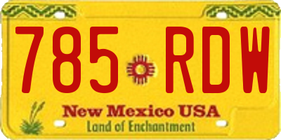 NM license plate 785RDW