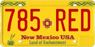 NM license plate 785RED