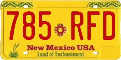 NM license plate 785RFD