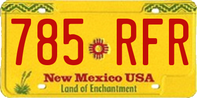 NM license plate 785RFR