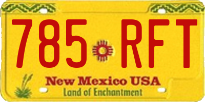 NM license plate 785RFT