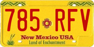 NM license plate 785RFV