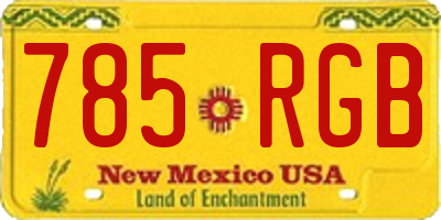 NM license plate 785RGB