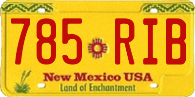 NM license plate 785RIB
