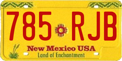NM license plate 785RJB