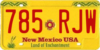 NM license plate 785RJW