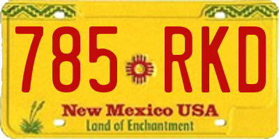 NM license plate 785RKD