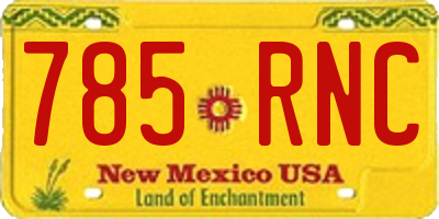 NM license plate 785RNC