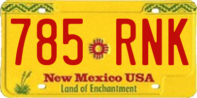 NM license plate 785RNK