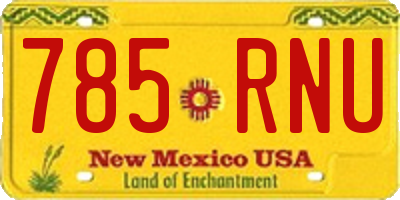 NM license plate 785RNU