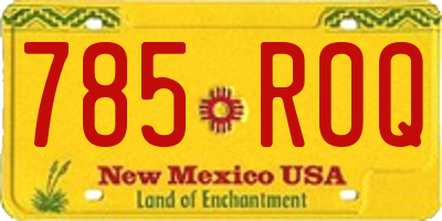 NM license plate 785ROQ