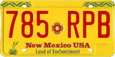 NM license plate 785RPB