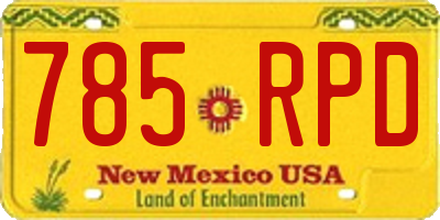 NM license plate 785RPD