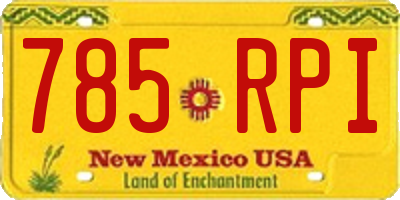 NM license plate 785RPI