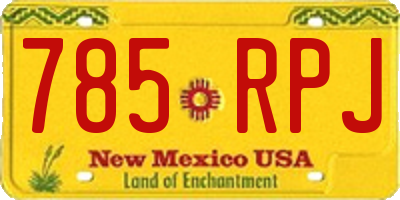 NM license plate 785RPJ