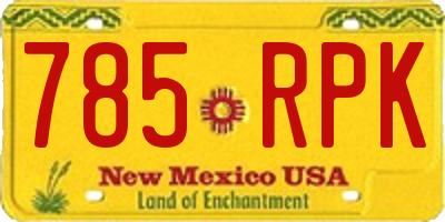 NM license plate 785RPK