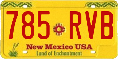 NM license plate 785RVB