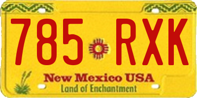 NM license plate 785RXK