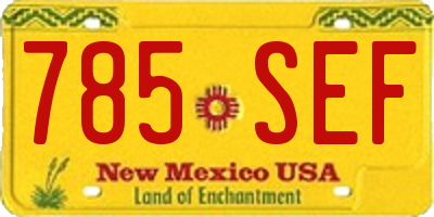 NM license plate 785SEF