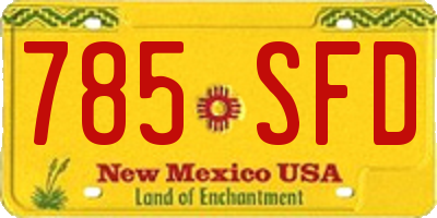 NM license plate 785SFD