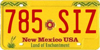 NM license plate 785SIZ